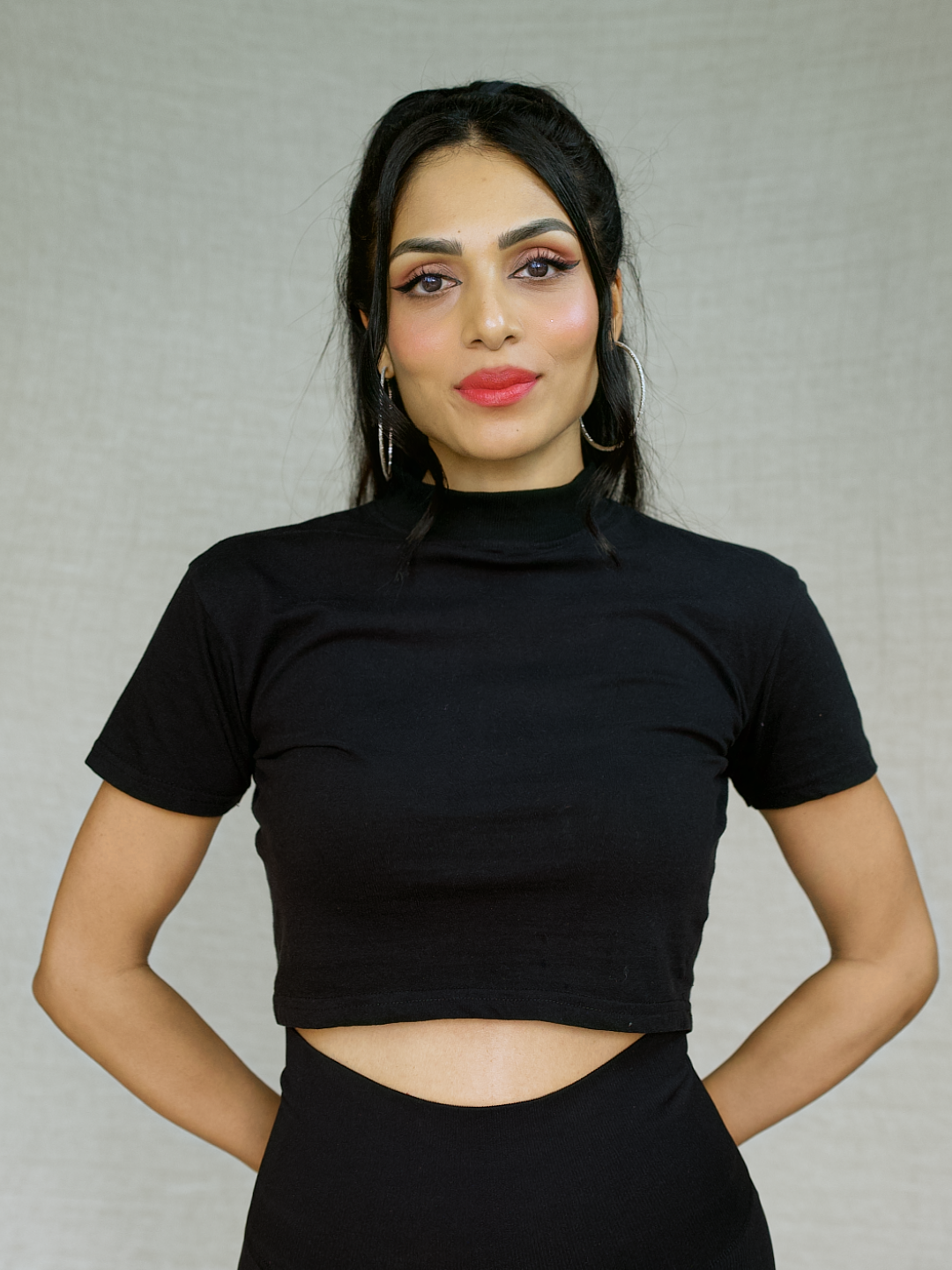 High neck Crop top - Grey