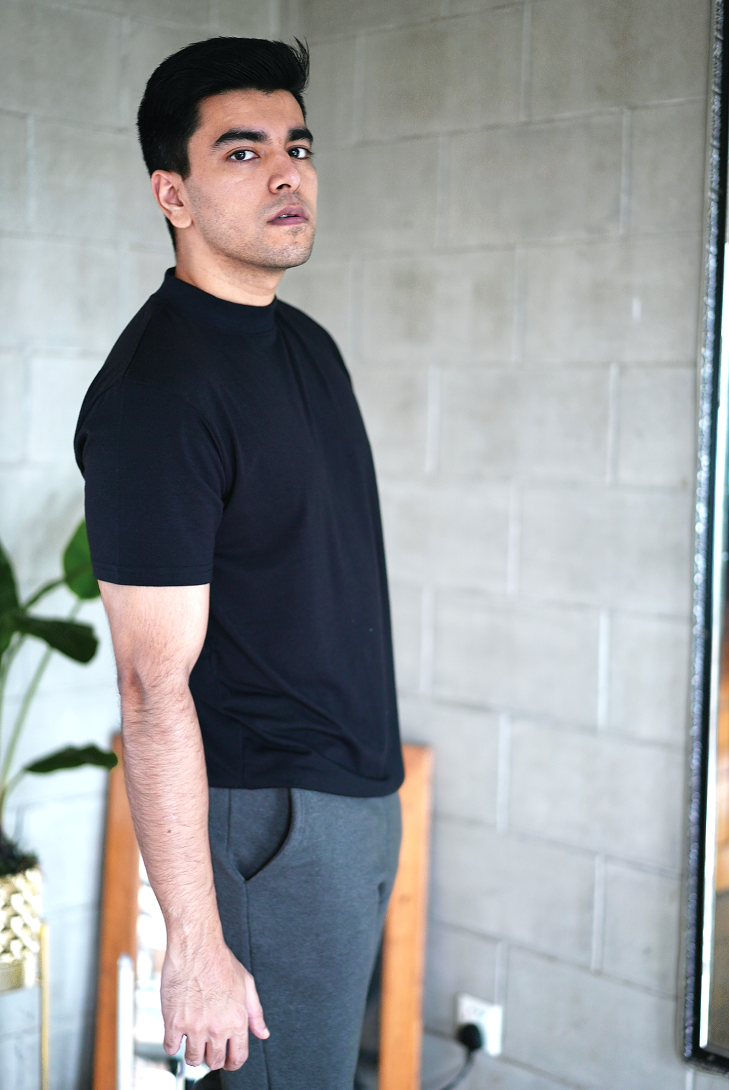 High neck T-shirt (Grey)