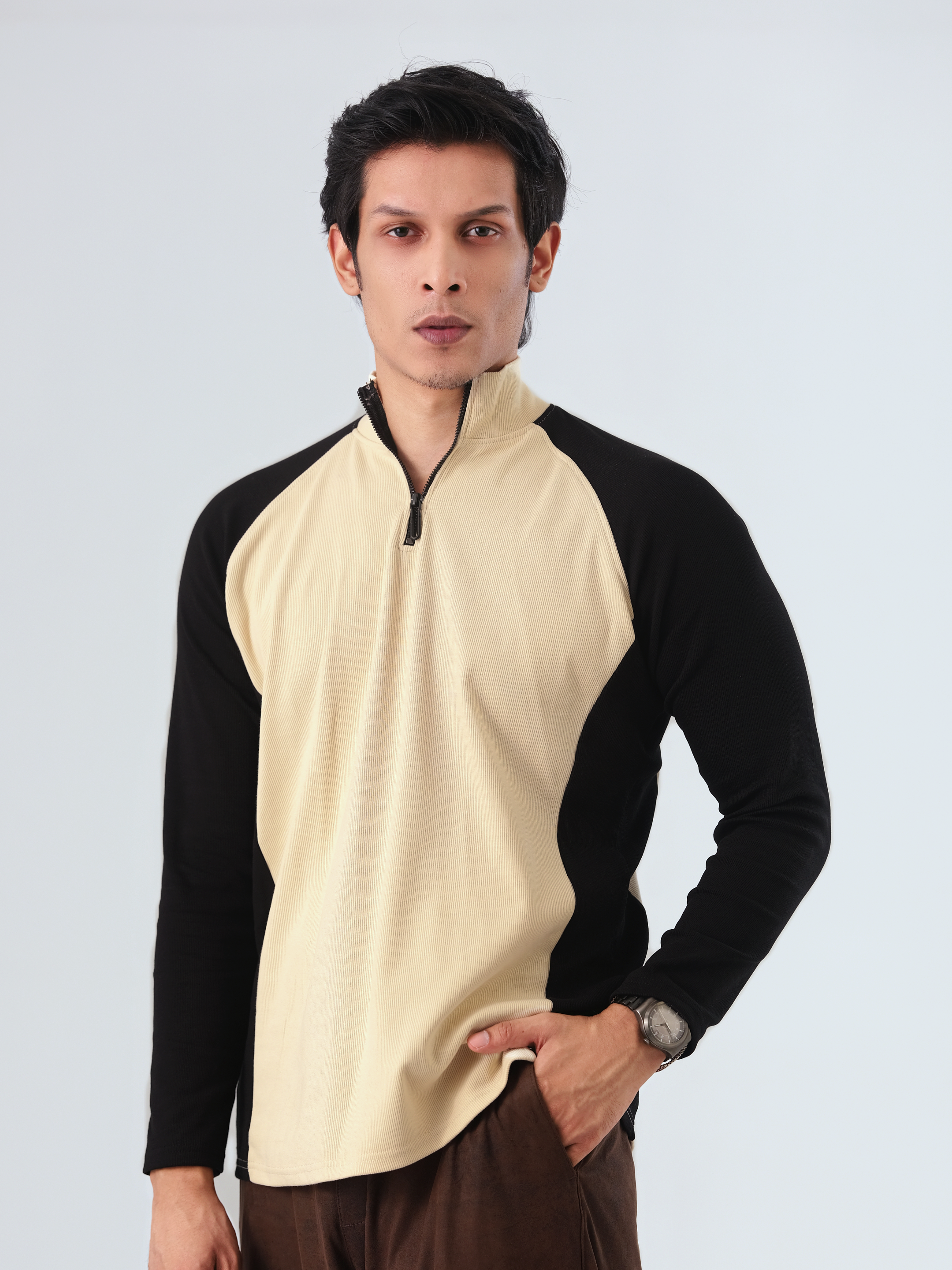 Long Sleeve Raglan | Black Beige