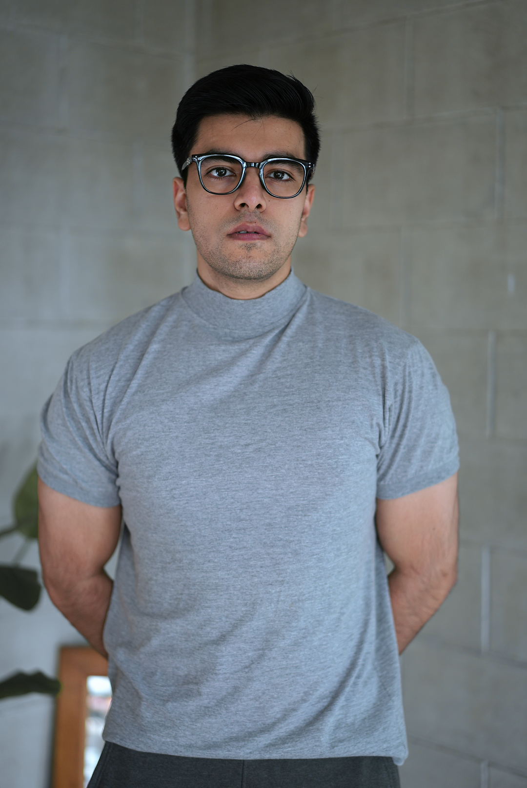 High neck T-shirt (Grey)