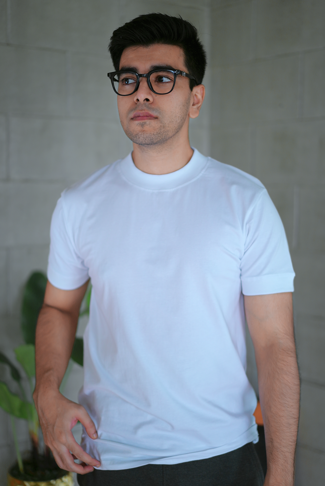 High neck T-shirt (Grey)