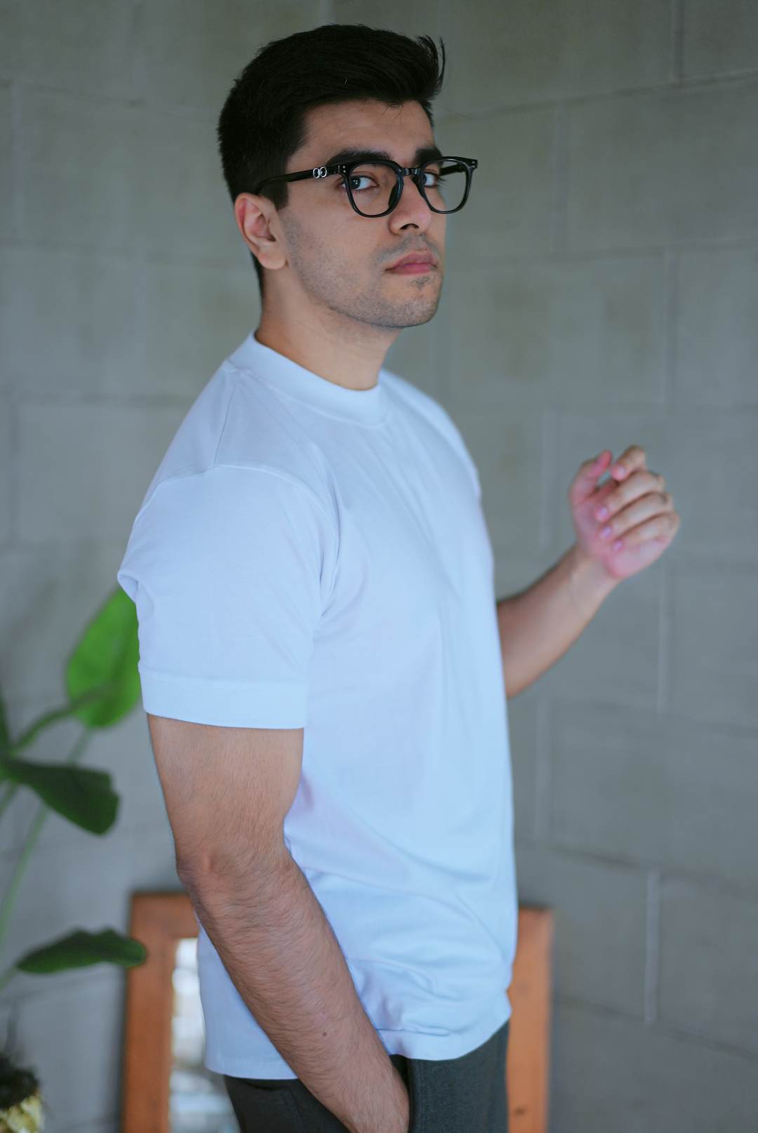 High neck T-shirt (Grey)