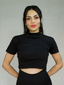 High neck Crop top - Black