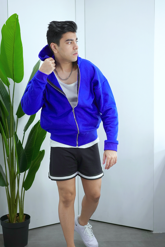 ZIPPED HOODIE - Electric Blue