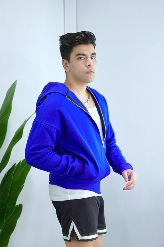 ZIPPED HOODIE - Electric Blue