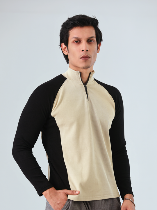 Long Sleeve Raglan | Black Beige
