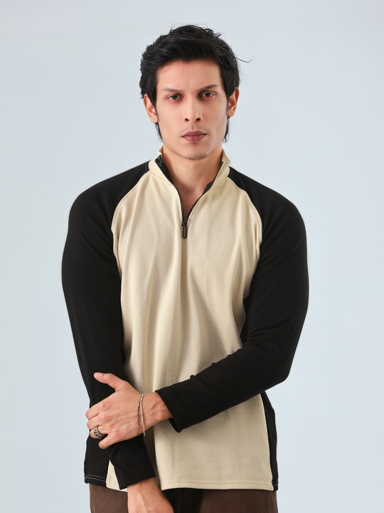 Long Sleeve Raglan | Black Beige
