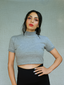 High neck Crop top - Grey