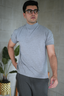High neck T-shirt (Grey)