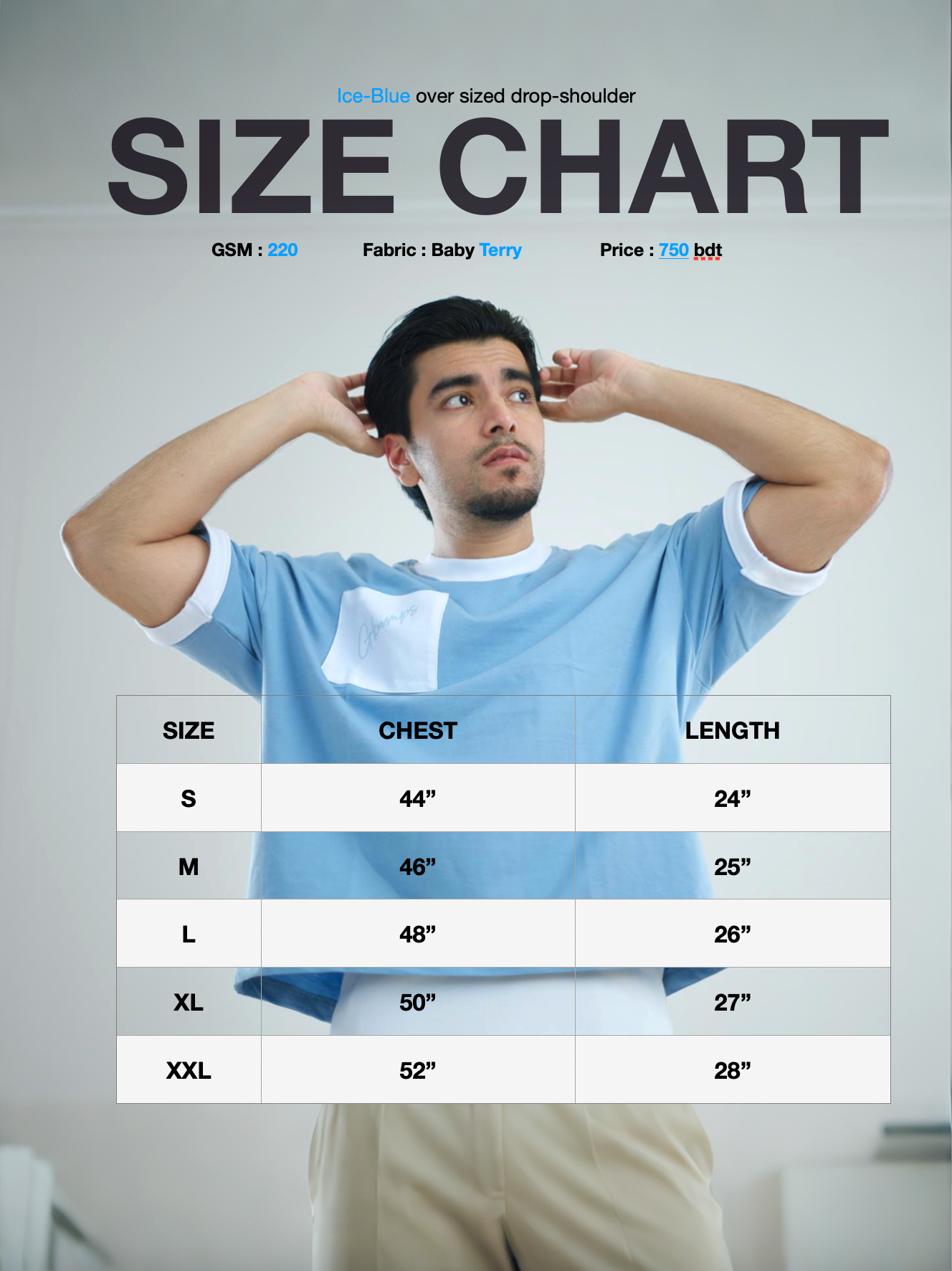 Ice Blue Short-length Tshirt