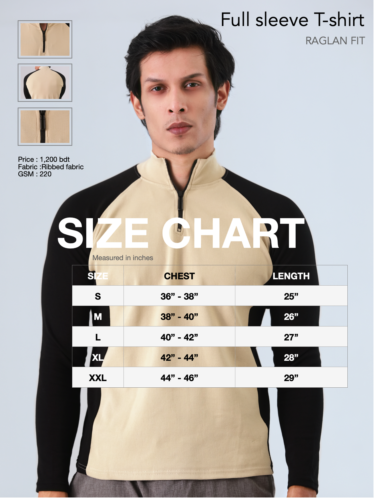 Long Sleeve Raglan | Black Beige