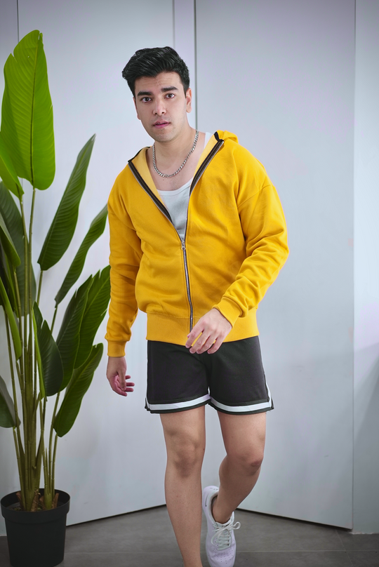 ZIPPED HOODIE - Mustard Yellow