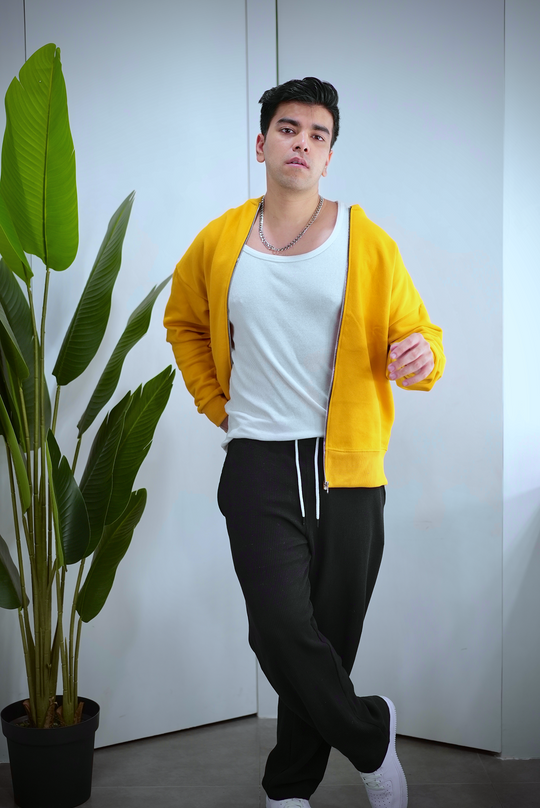 ZIPPED HOODIE - Mustard Yellow