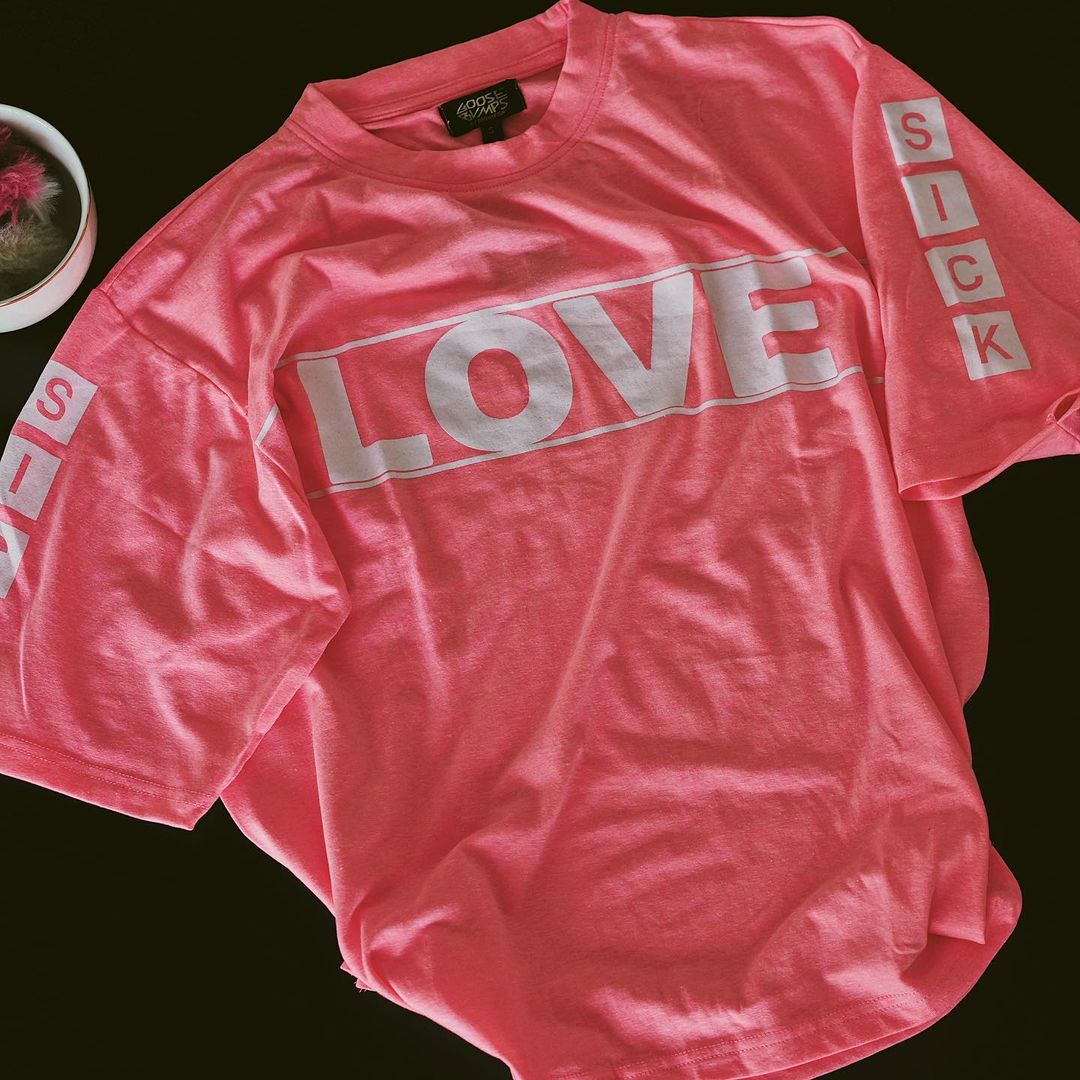 LOVE SICK - PINK DROP SHOULDER