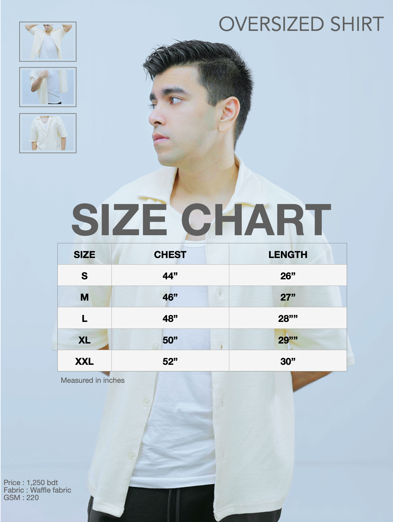 size chart shirt white baggy over sized drop shoulder